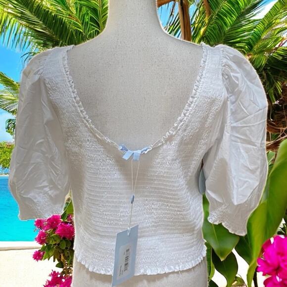 NWT Hill House The Aiko Smocked Cropped 
Cotton Nap Top in White size XXL - Picture 2 of 7